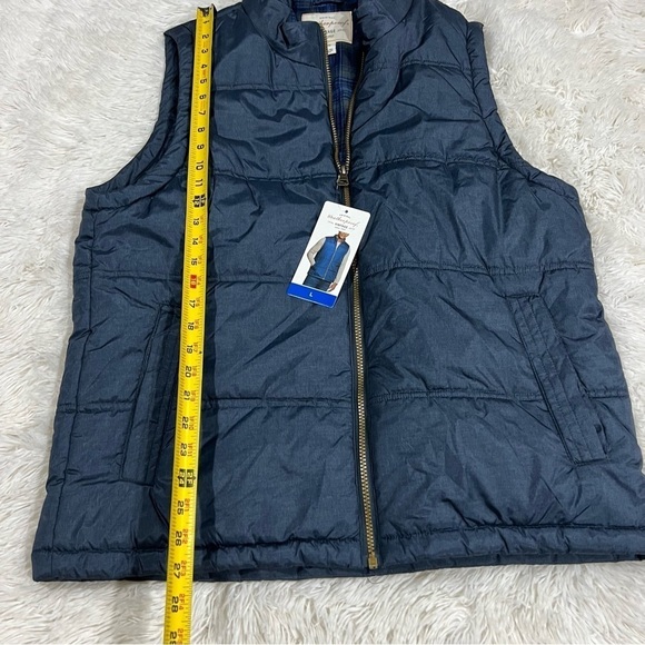 Weatherproof Vintage Men's Flannel Lined Puffer Vest Blue NWT large - Picture 9 of 11